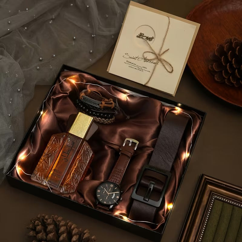 8pcs Men's watch wallet gift box set,